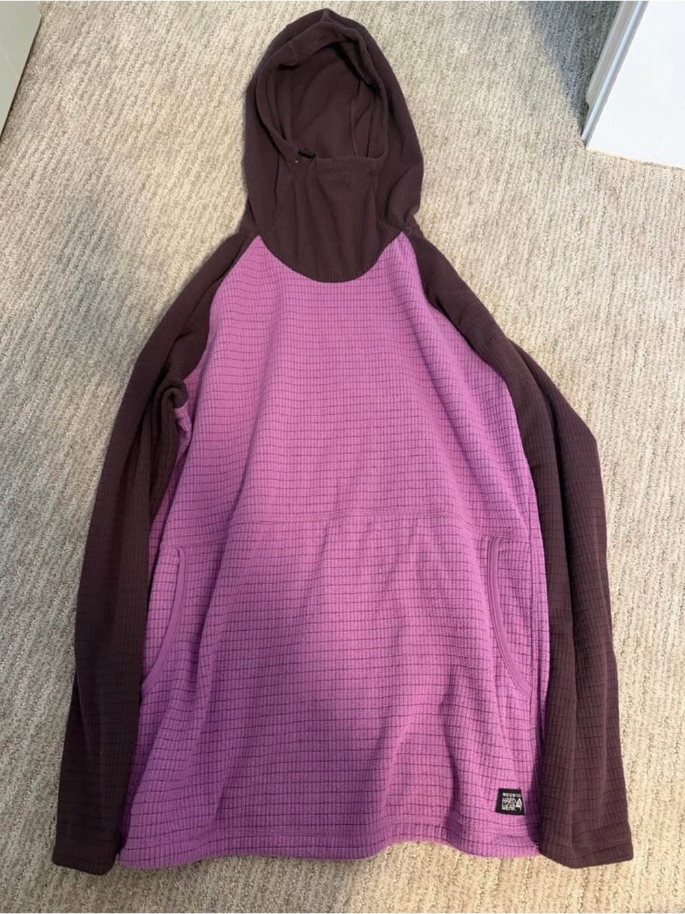 Womens Two-Tone Hooded Sweater - Purple & Brown